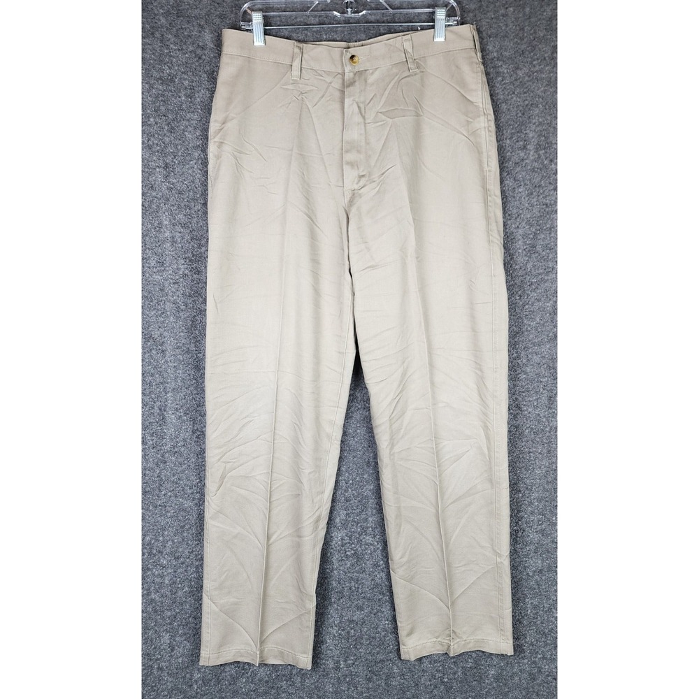 Wrangler Pants Mens 34x32 Ultimate Khaki Tan Straight Leg Twill EUC